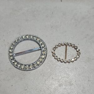 Elegant Silver and Gold-Toned Belt Buckle Or Scarf Buckle Set